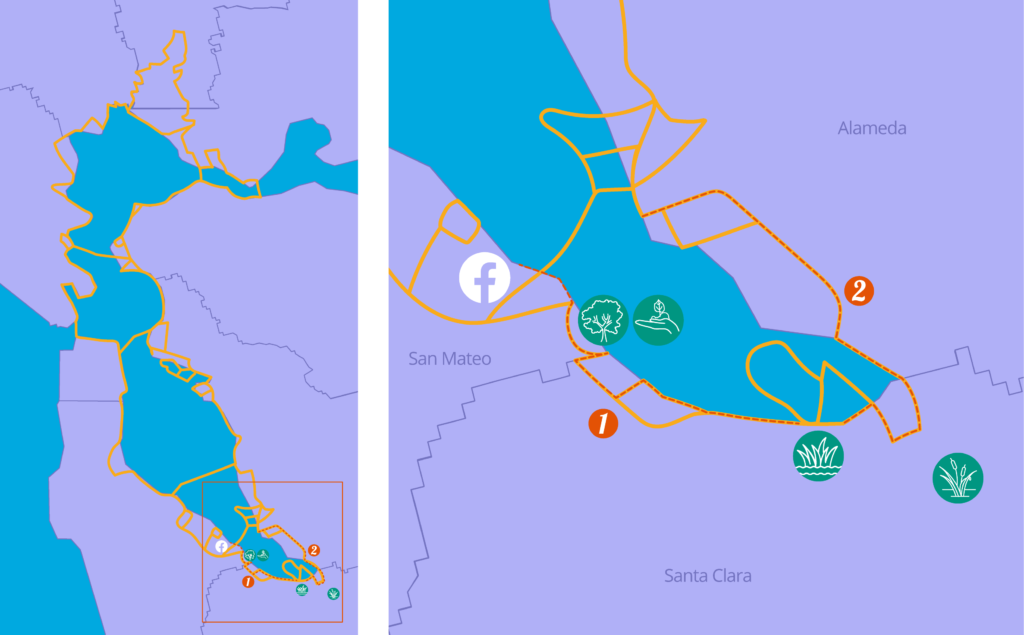 map of the SF Bay Trail around South Bay region