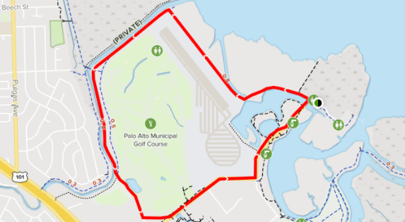 Map with red trail outlined